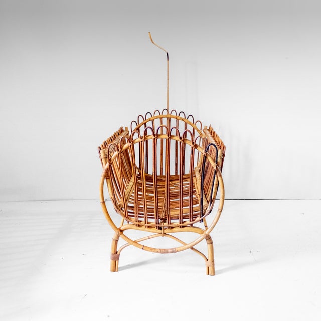 Brown Mid-Century Modern Bamboo Baby Cradle, Italy, 1960s For Sale - Image 8 of 16