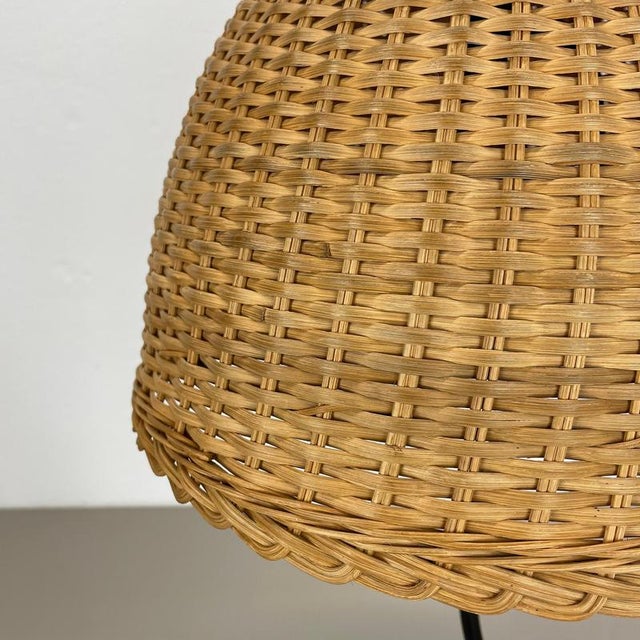 Brown Vintage Austrian Metal and Rattan Tripod Table Light, 1960s For Sale - Image 8 of 18