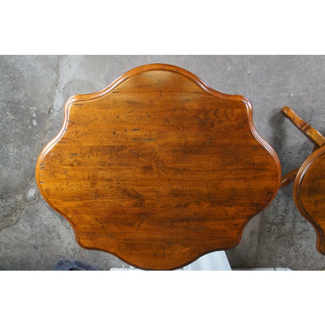 2 Vintage Henredon French Louis Philippe Style Walnut Pedestal Side Tables For Sale - Image 6 of 12