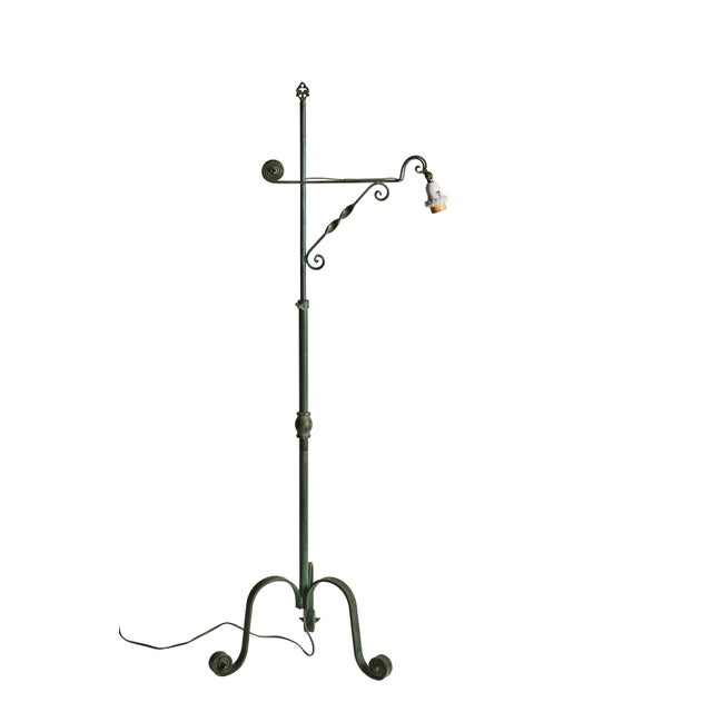 Scandinavian Modern Wrought Iron Floor Lamp with Adjustable Height, 40s, 1940s For Sale - Image 3 of 7