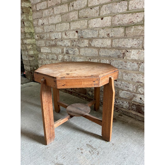 Wood 1960s Octagon Shaped Wooden Side Table, Belgium For Sale - Image 7 of 16
