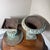 Verdigris Vintage Pair French Country Cast Iron Verdigris Green Garden Urns Planters For Sale - Image 8 of 8