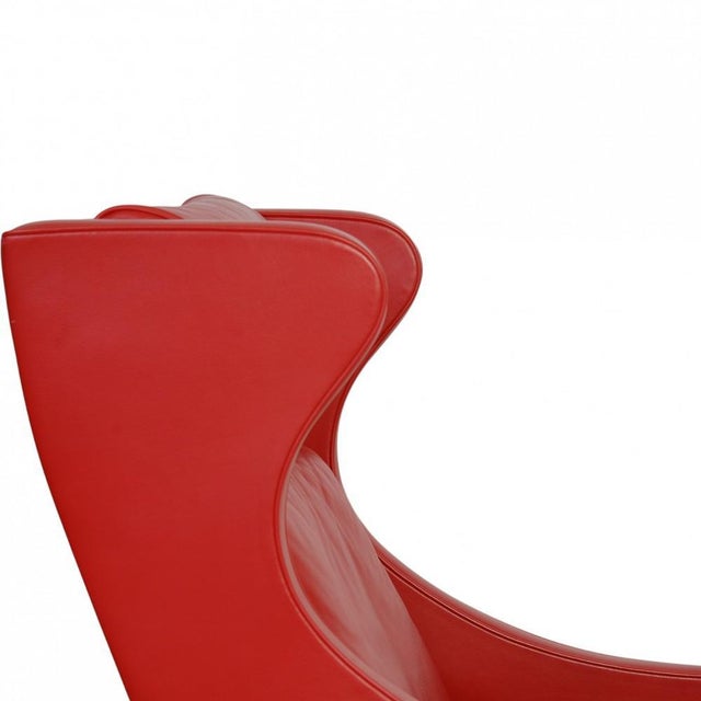 Set of Model 2204 Wingchair and Ottoman in Red Leather by Børge Mogensen, 2000s For Sale - Image 15 of 18