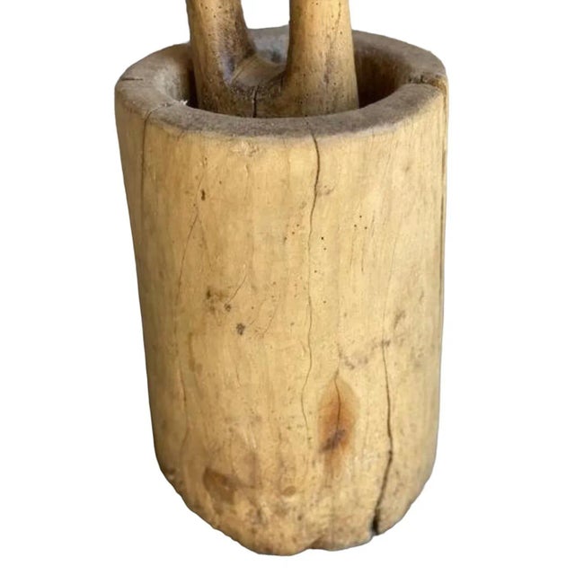 Early 19th Century Early 19th Century Primitive Wood Mortar and Pestle, Belgium For Sale - Image 5 of 9
