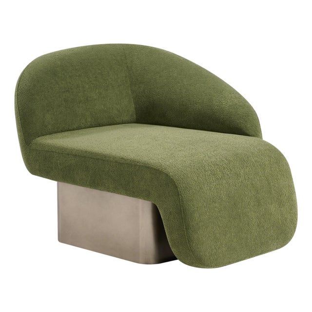 Kaia Modern Green Boucle Left Arm Accent Chair For Sale