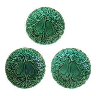 Vintage Green Pear Plates S/3 For Sale