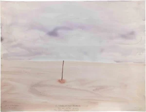 Xavier Tricot, Pole in a Landscape, Mixed Media on Paper, 1991