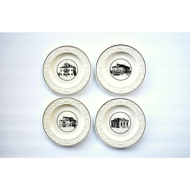French Vintage Italian Mottahedeh Creamware Neoclassical Palazzo Architecture Small Plates - Set of 4 For Sale - Image 3 of 10