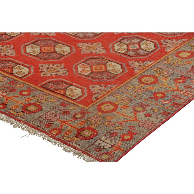 Vintage Samarkand Rug in Red With Geometric Medallions - Rug & Kilim For Sale In New York - Image 6 of 8