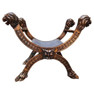 18th Century Italian Carved Walnut Stool For Sale