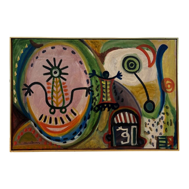 Colorful Abstract Expressionist Painting Attributed to Alan Davie For Sale