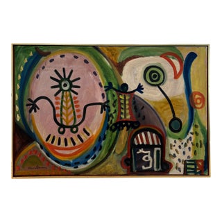 Colorful Abstract Expressionist Painting Attributed to Alan Davis For Sale