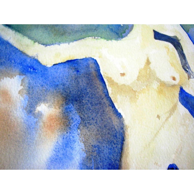Abstract Modern Abstract Standing Nude Woman Watercolor Painting Signed Christie For Sale - Image 3 of 9
