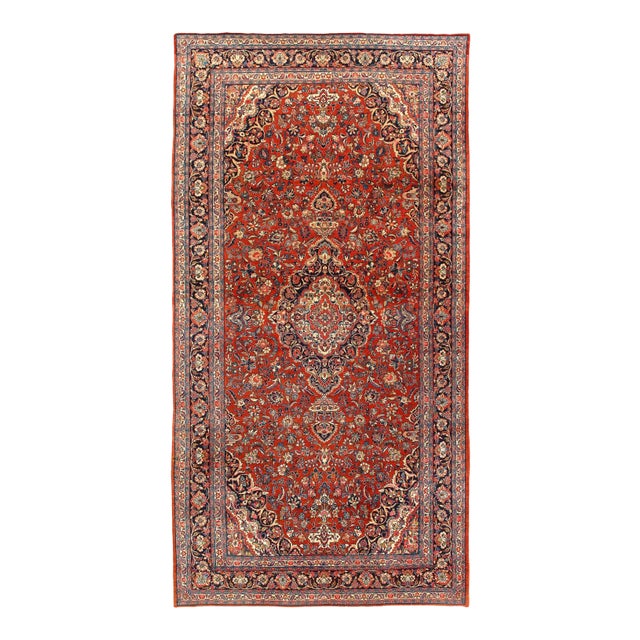 1920s Vintage Hand Knotted Persian Gazvin Rug 8'11'' X 17'2'' For Sale