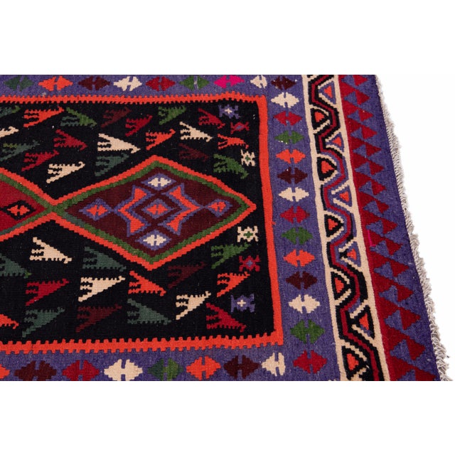 Vintage Kilim Handmade Flatweave Multicolor Geometric Wool Runner 5' 2'' X 12' 11'' For Sale In New York - Image 6 of 11