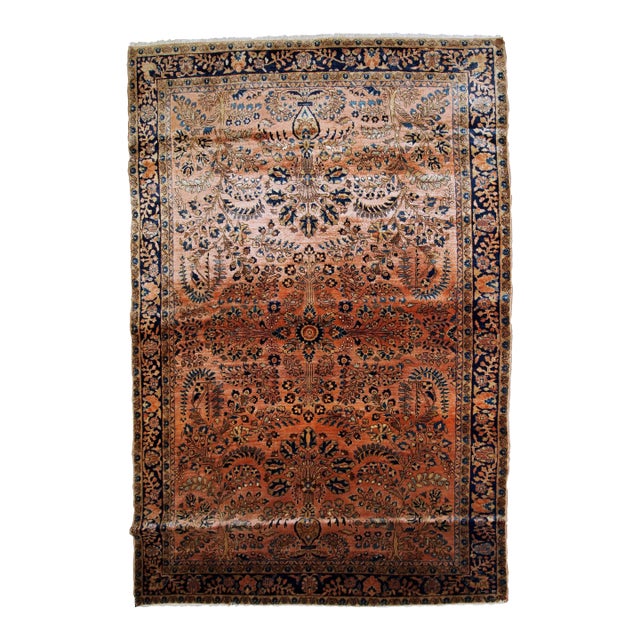 1920s, Handmade Antique Persian Sarouk Rug 4' X 6.4' For Sale