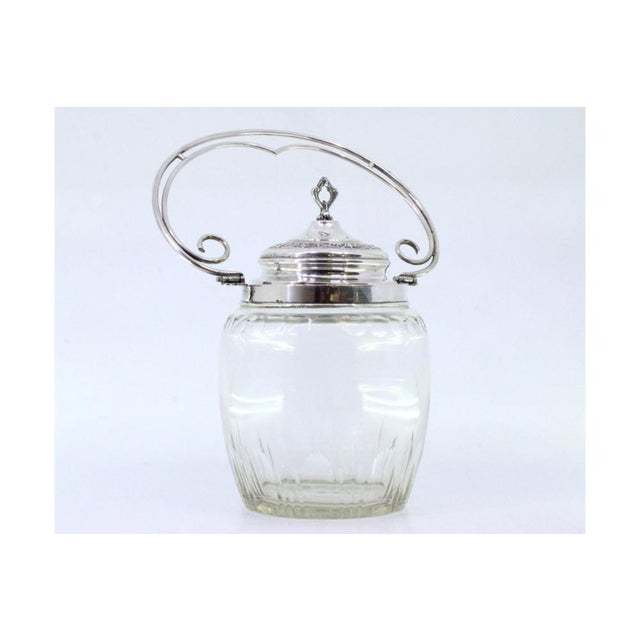 Metal Cut Glass Candy Box with Silver Structure and Embossed Lid For Sale - Image 7 of 8