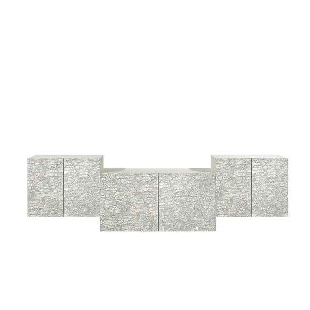 Piece in lacquer with metal doors