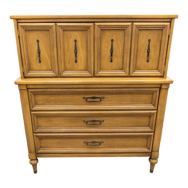 Mid 20th Century White Furniture Italian Tuscan Style Fruitwood Chest and Chest of Drawers For Sale