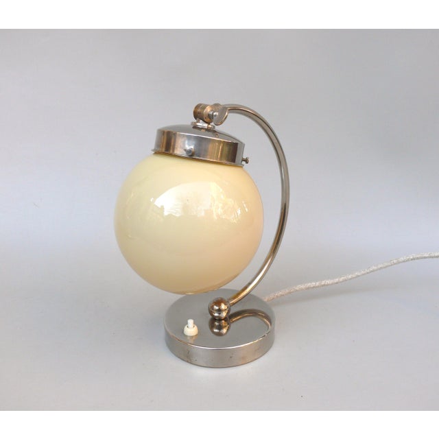 Vintage Bauhaus Bedside Lamp with Beige Cased Glass Shade, 1920s For Sale - Image 4 of 18