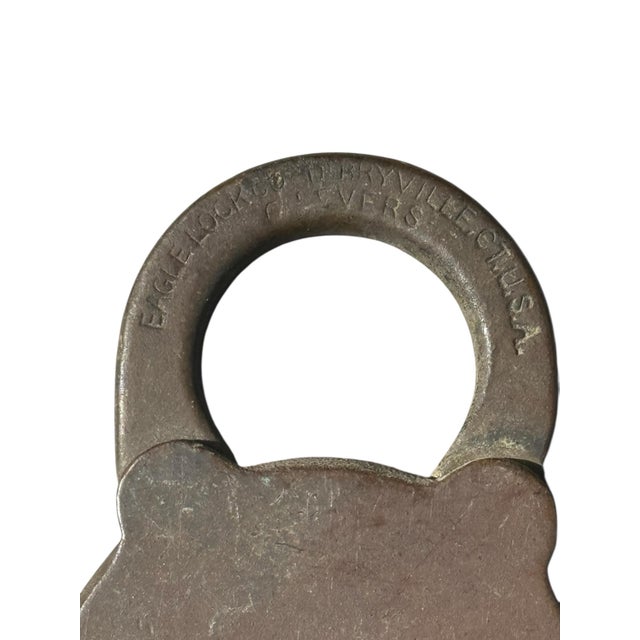 Rustic Vintage Eagle Lock Company Brass Padlock Terryville Ct Usa Six Levers No Key For Sale - Image 3 of 12