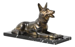 Art Deco Spelter Shepherd Dog Figurine, 1930s