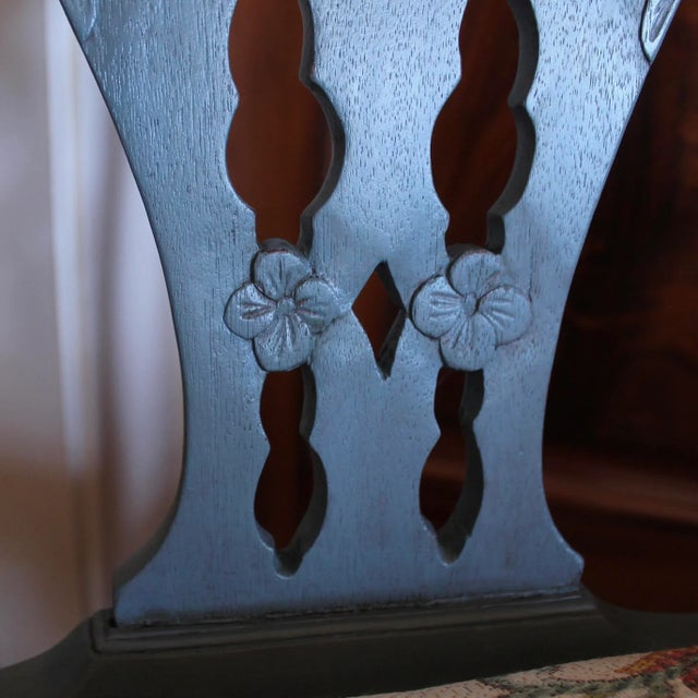 Pair of Blue Painted Georgian Sidechairs, 19th Century For Sale - Image 6 of 14