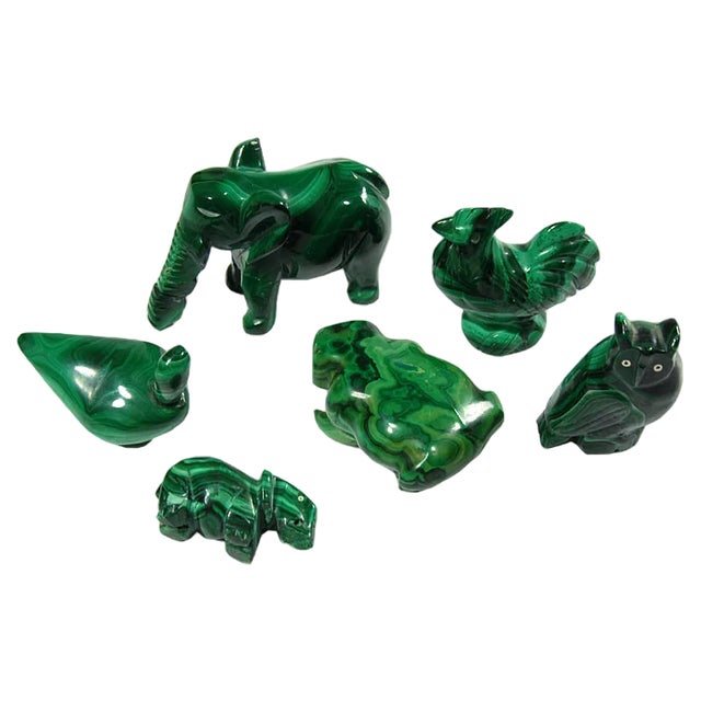 Vintage Malachite Figurines, 1970s, Set of 6 For Sale