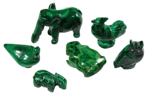 Vintage Malachite Figurines, 1970s, Set of 6