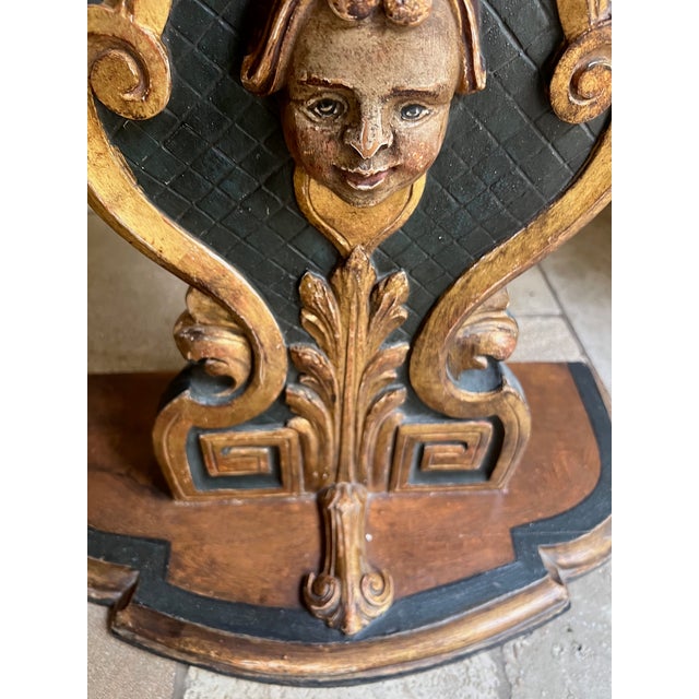 Vintage Hand Painted Baroque Style Pedestal Console Table, C. 1960's For Sale - Image 4 of 17