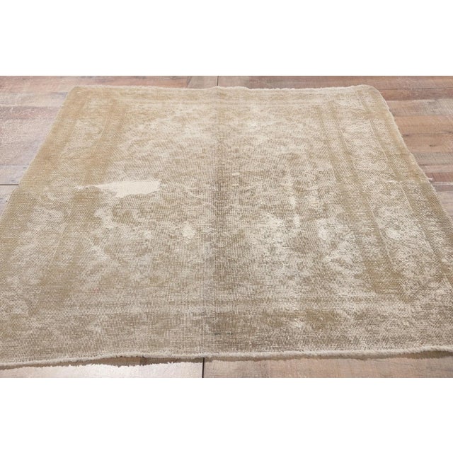 Tan Mid 20th Century Distressed Faded Vintage Persian Rug, 03'03 X 04'05 For Sale - Image 8 of 10