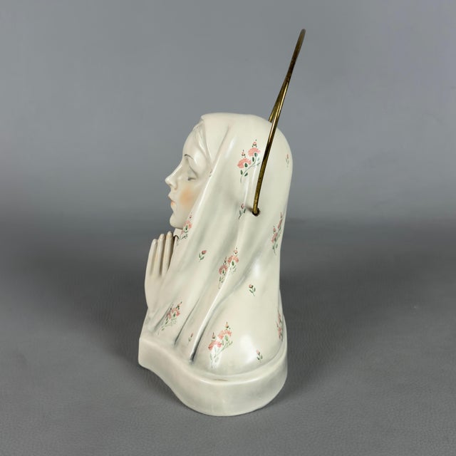 Vintage 20th Century Madonna Virgin Prayer Bust in Glazed Ceramic from Pannunzio For Sale - Image 5 of 11