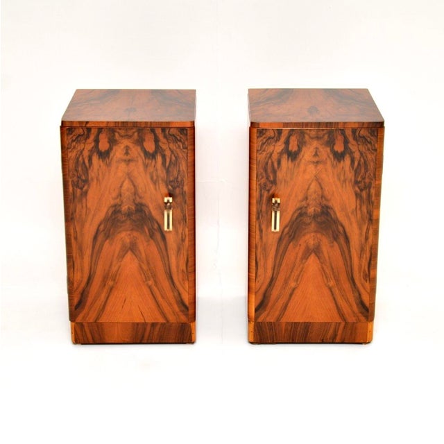 A stunning pair of Art Deco burr walnut bedside cabinets. They were made in England, they date from the 1930’s. They are...