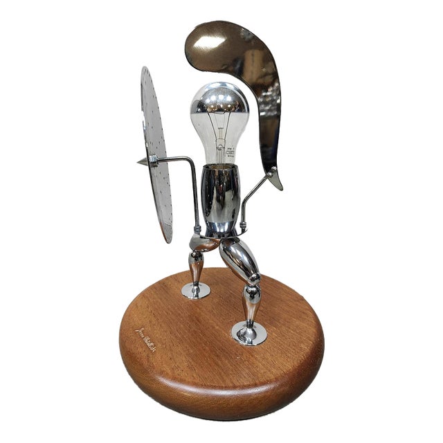 Vintage Italian Metal Figure Table Lamp, 1970s For Sale