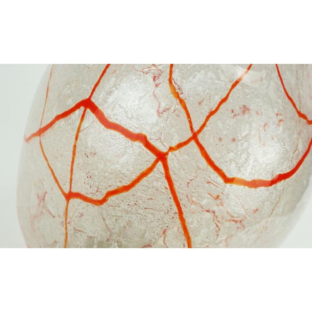 Art Deco Glass Vase in Orange White and Clear Glass, 1930s For Sale - Image 4 of 10