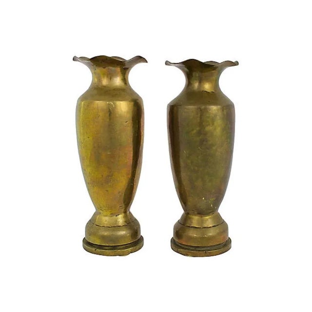 Art Deco 1940s Trench Art Vases - a Pair For Sale - Image 3 of 6