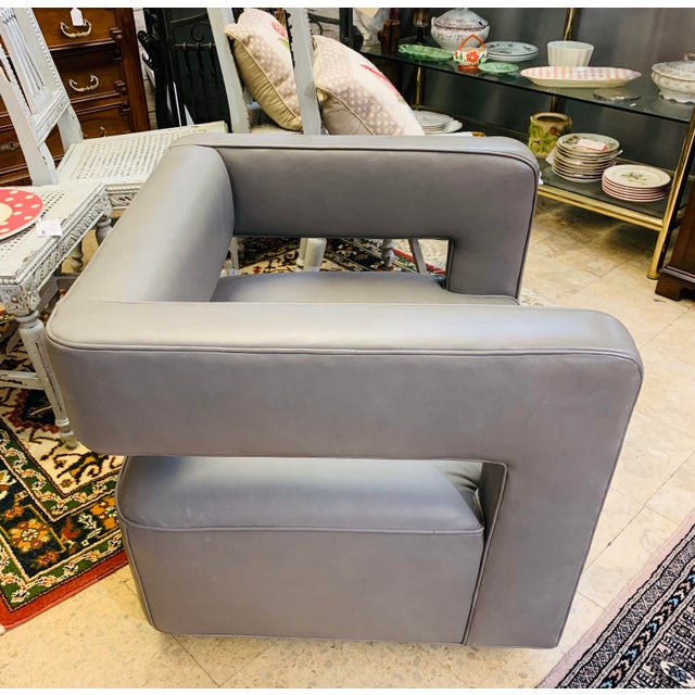 Restoration Hardware Drew Italian Leather Swivel Chair Chairish