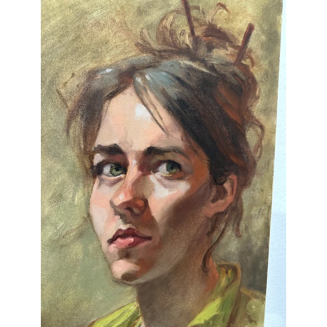 Vintage Original Portrait, Woman With Dubious Expression, Acrylic on ...