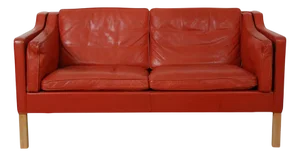 Model 2212 2-Seater Sofa in Red Leather by Børge Mogensen, 1980s