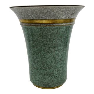 1950s Royal Copenhagen Green Crackle Vase 457/3029 For Sale
