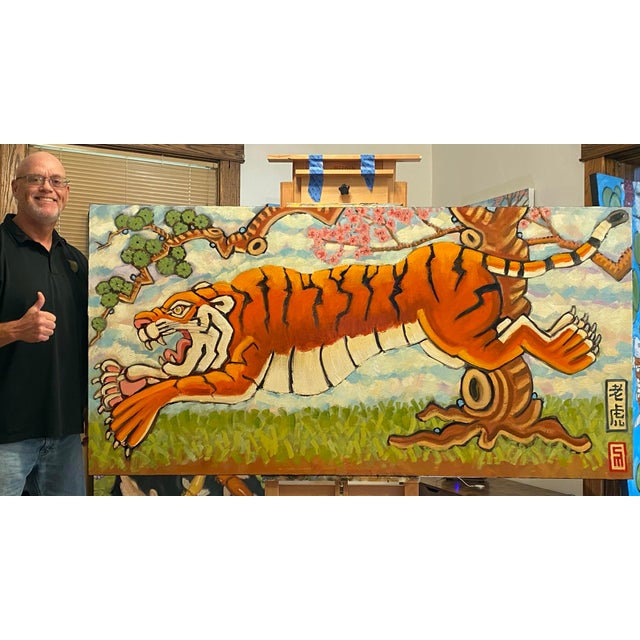 Tiger Original Oil Painting Stephen McDonough For Sale - Image 4 of 5