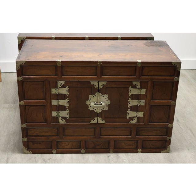 Antique Korean Elmwood Stacking Chest With Brass Fittings, Late Joseon Dynasty, Circa 1890–1910 For Sale - Image 10 of 12