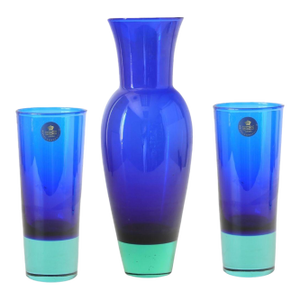 Royal Copenhagen Trio of Cobalt Blue Glass Vases