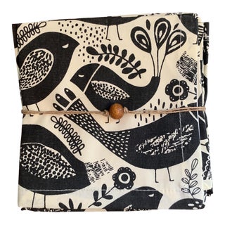 Black & Cream Cocktail Napkins- Set of 6 For Sale