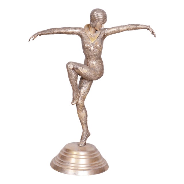 Art Deco Metal Sculpture of Dancer from D. Chipăruș, France, 1930s For Sale