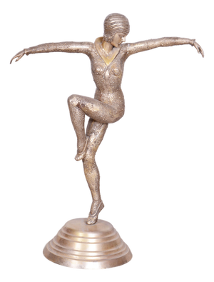 Art Deco Metal Sculpture of Dancer from D. Chipăruș, France, 1930s