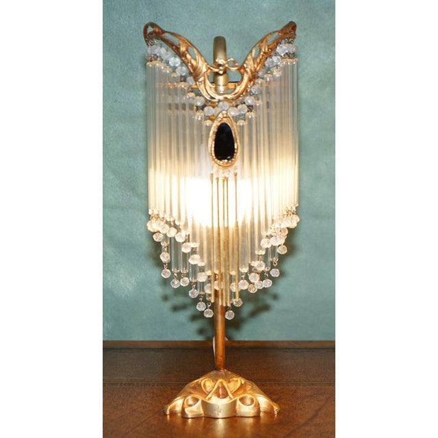 Vintage Art Nouveau Gilt Bronze and Glass Table Lamps by Hector Guimard, 1920, Set of 2 For Sale - Image 4 of 18