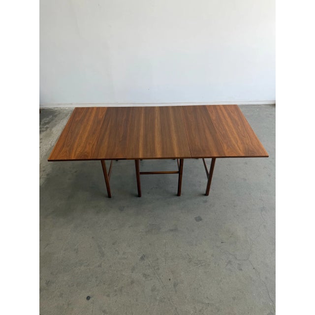 1960s Walnut Drop Leaf Dining Table by American of Martinsville, Attributed For Sale - Image 9 of 18