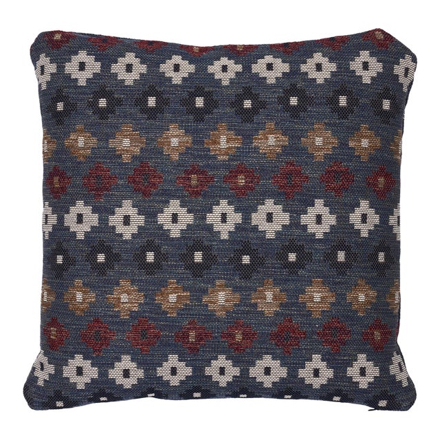 Schumacher Ayumi Performance 22" Pillow in Denim For Sale