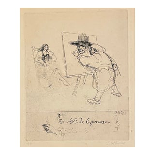 1965 Sigmund Abeles Portrait of Spinoza by Rembrandt Etching For Sale